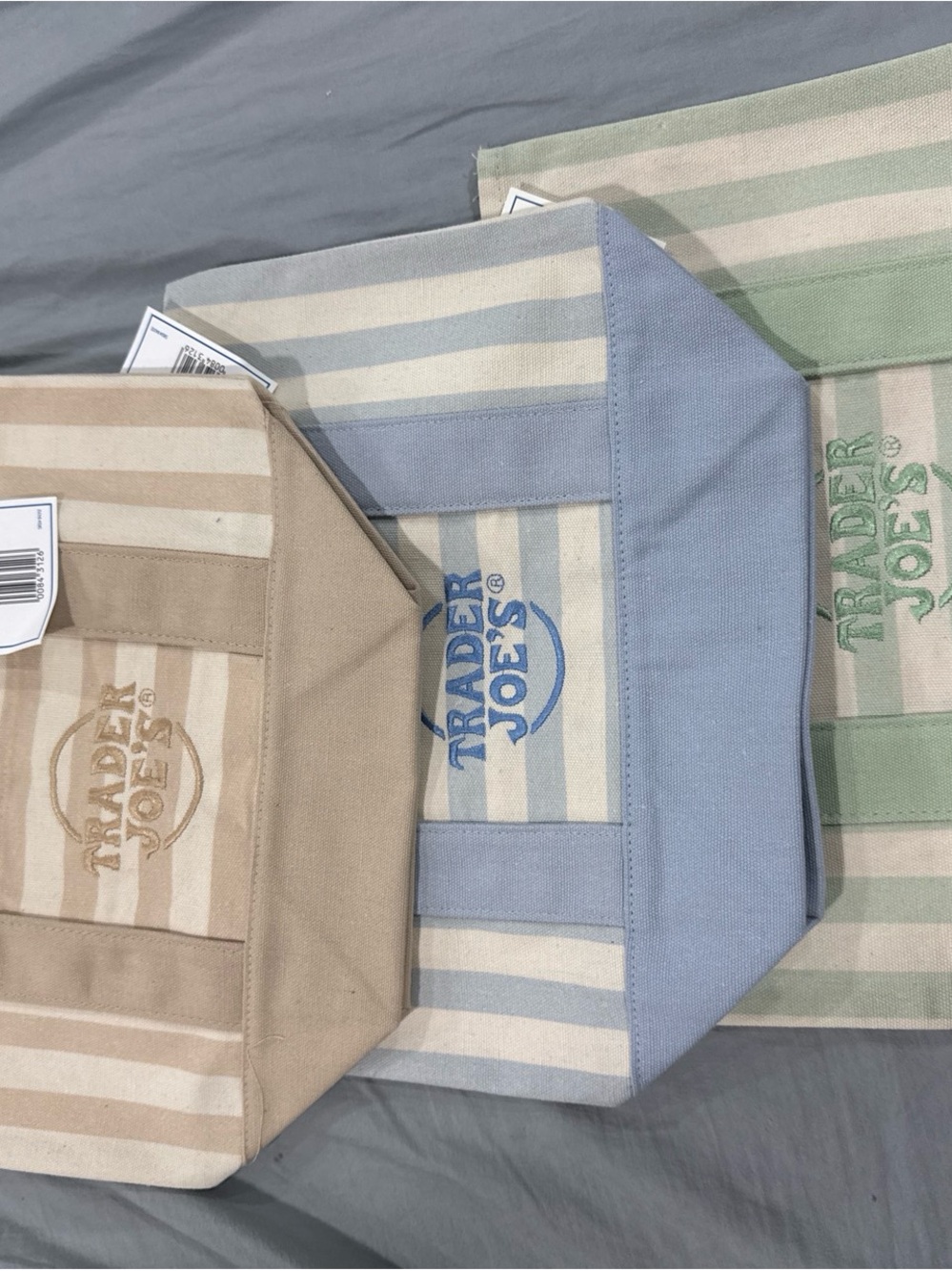 Trader Joe's Striped Mini Tote Bag - Blue